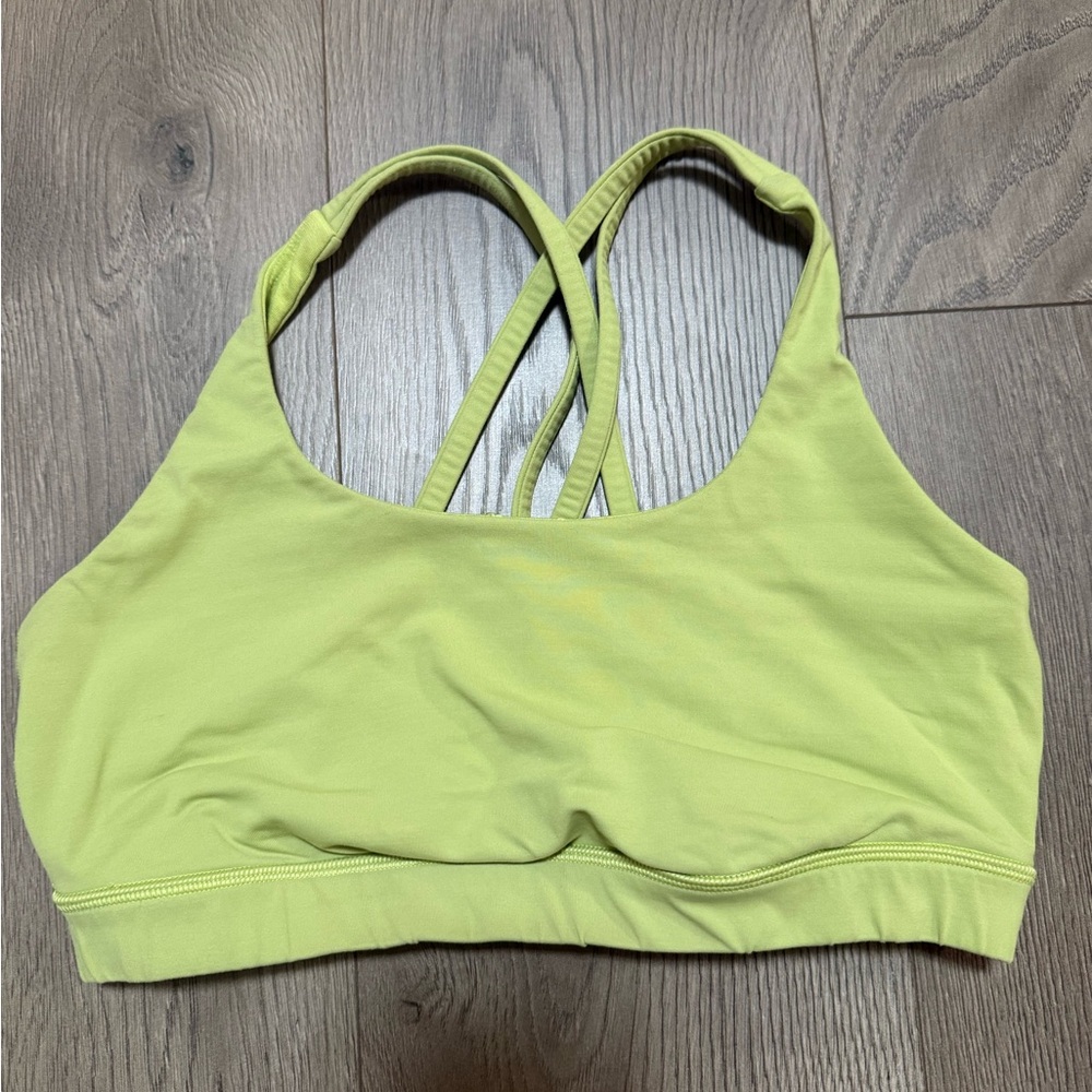 Lululemon Energy Bra Size 8 Lime Green Strappy Back Medium Support